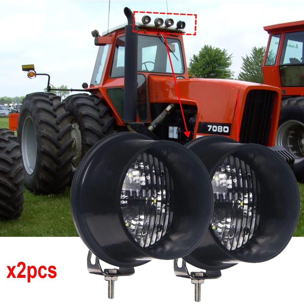

4.5" Round 40W LED Front Rear Fender 4leds 12V 24V Car Lights LED Upper Cab Light with Short & Long Bezels Mounting Bracket x2pc