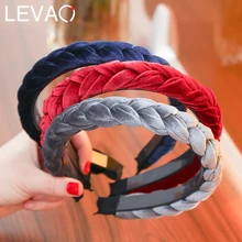 LEVAO couleur unie velours tresse bandeau avec dents cheveux accessoires coréen torsades bandeau femmes et filles coiffe de tête
