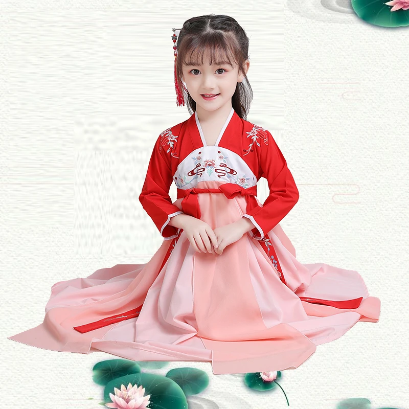 Китайский национальный костюм платье династии Тан народный танец сказочная принцесса традиционное платье в азиатском стиле красивая детская мода для девочек милый ребенок
