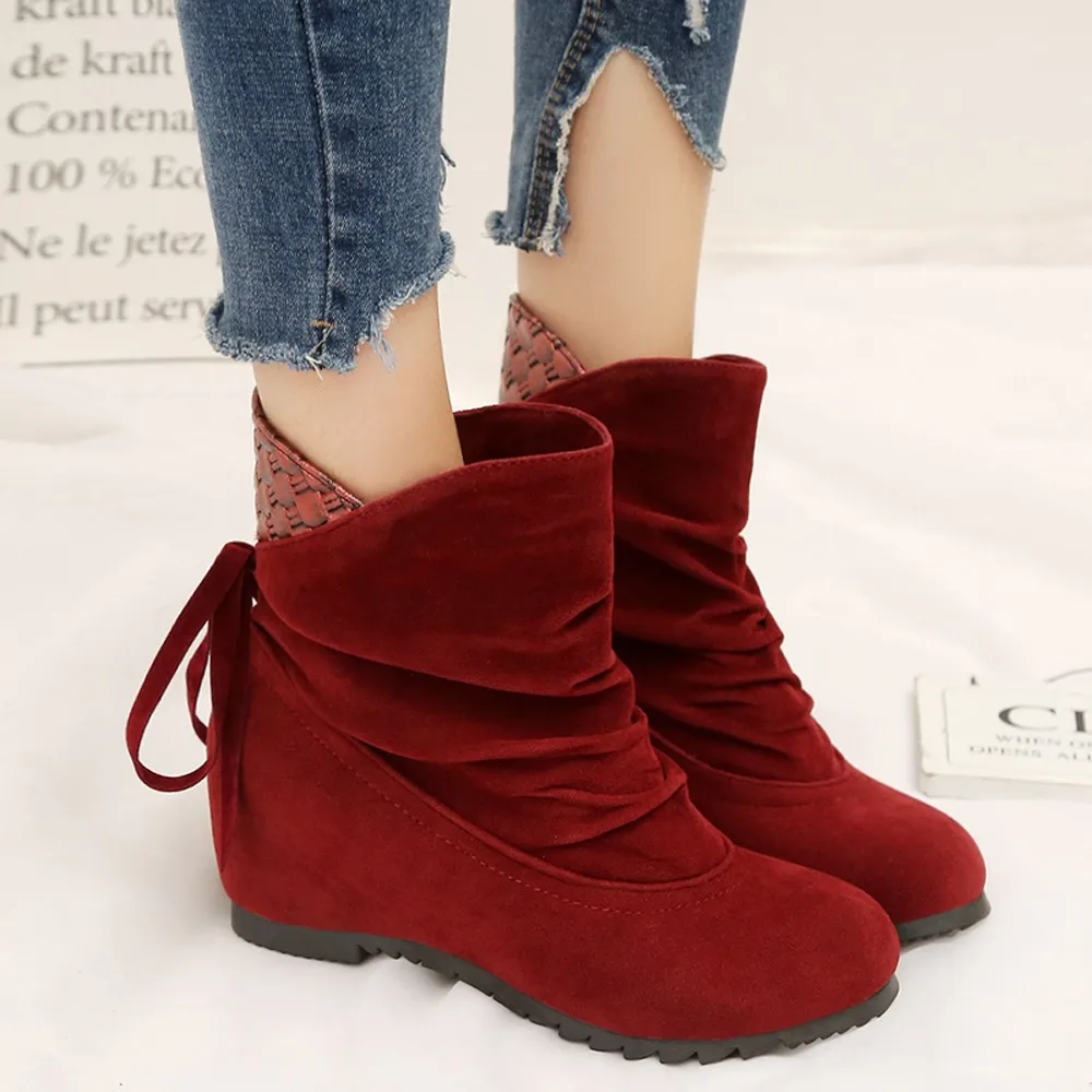 

New Women Chelsea Boots Brand Winter Warm Short Ankle Boots Platform Flats Low Slip-On Wedges Martin Shoes Woman