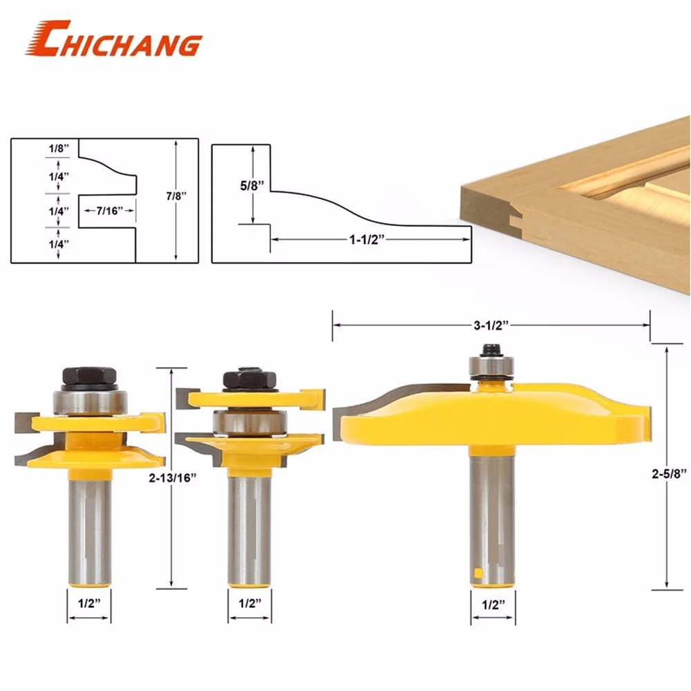 

3pcs/set 1/2 Inch Door Panel Cabinet Tenon Router Bit Set Milling Cutter For Woodworking Cutter Cutting Power Tools