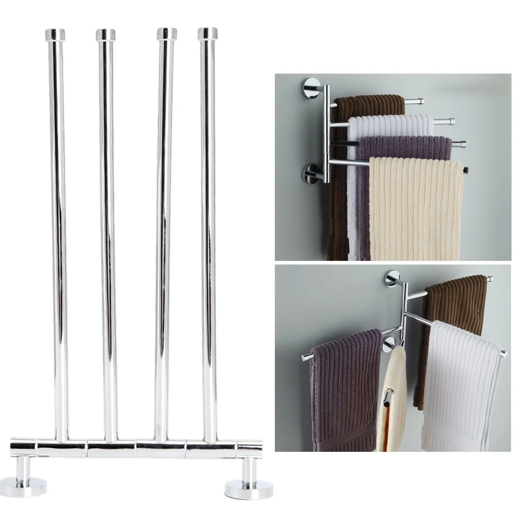 

Wall-Mounted Stainless Steel Swivel Bar Bathroom Towel Rack Hanger Holder Organizer