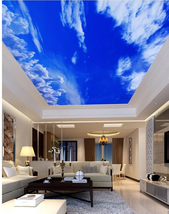 Blue Sky And White Clouds Cosmic Ceiling 3d Room Wallpaper Landscape