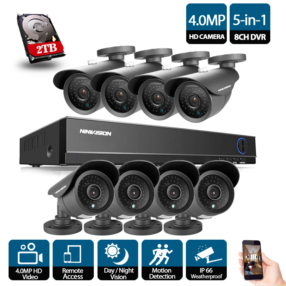 

AHD 4MP security camera system 8CH 4.0MP CCTV System HD CCD 2560*1440P Bullet Outdoor Home Video Camera System Surveillance Kits