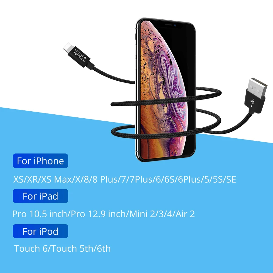 NILLKIN النايلون USB كابل الشاحن ل فون XS ماكس/XR/XS/X/8/8 زائد/ 7/6 S/5 S لباد الهاتف المحمول الكابلات USB كابل بيانات 3 M