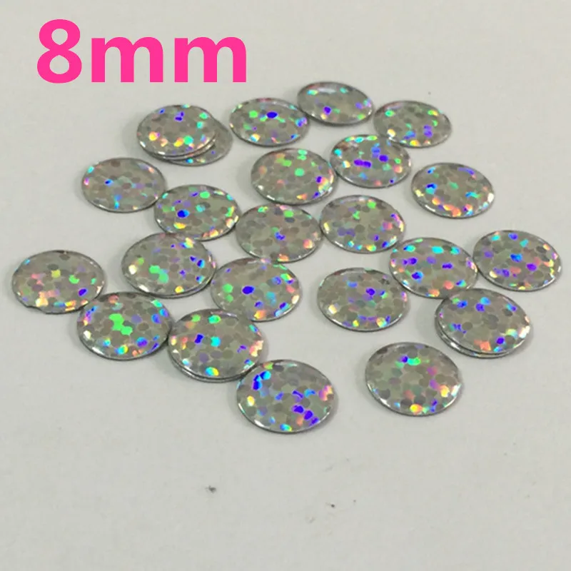 

100pc/lot 8*8mm Round Laser sheet FlatBack Iron On Nailhead Metallic Studs DIY Punk Rock DIY Spikes Use for Clothes