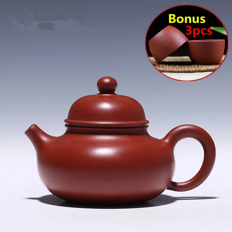 180ml Chinese ZiSha Tea Pot Set Bonus 3 Tea Cups Yixing Handmade Tea