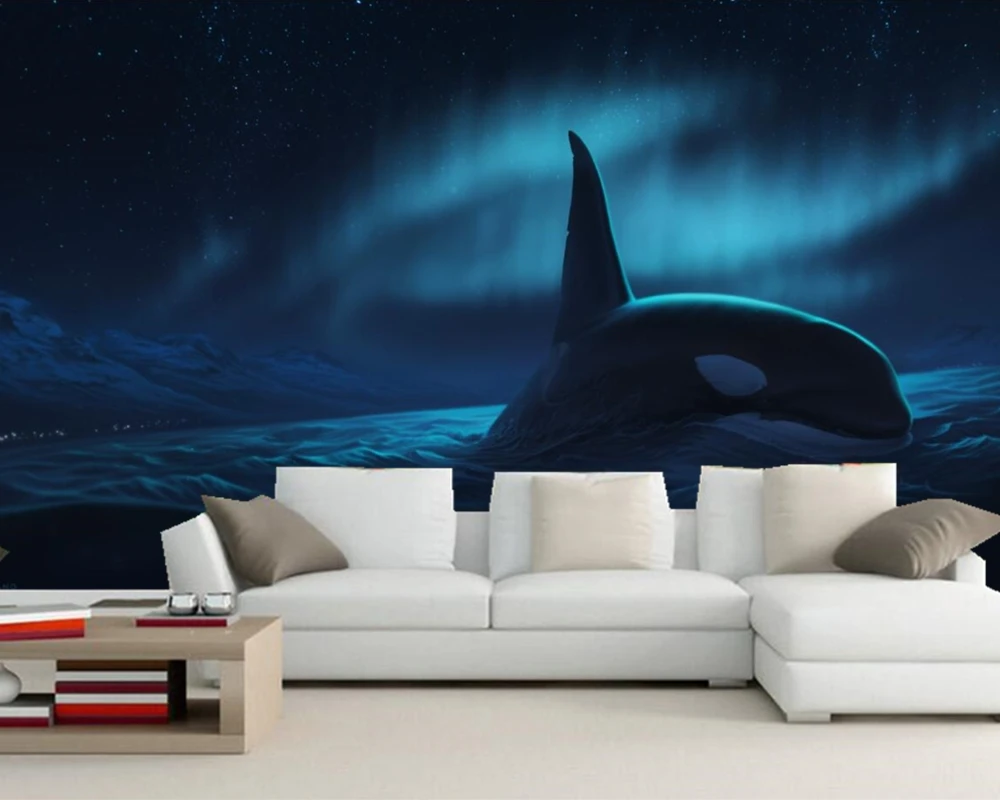 Papel де parede Orca ночные животные фото ночное время 3d обои для гостиной ТВ стены спальни кухня обои для стен