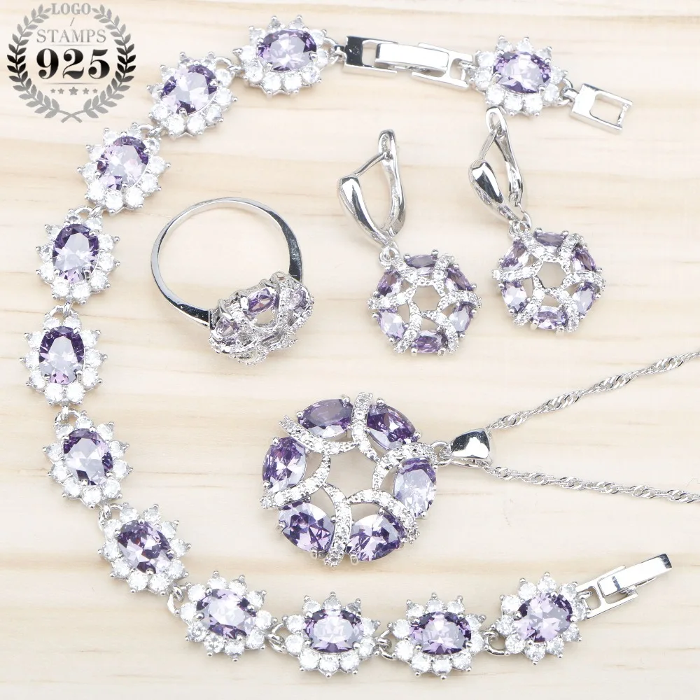 Buy Purple Zircon Costume Silver 925 Jewelry Sets