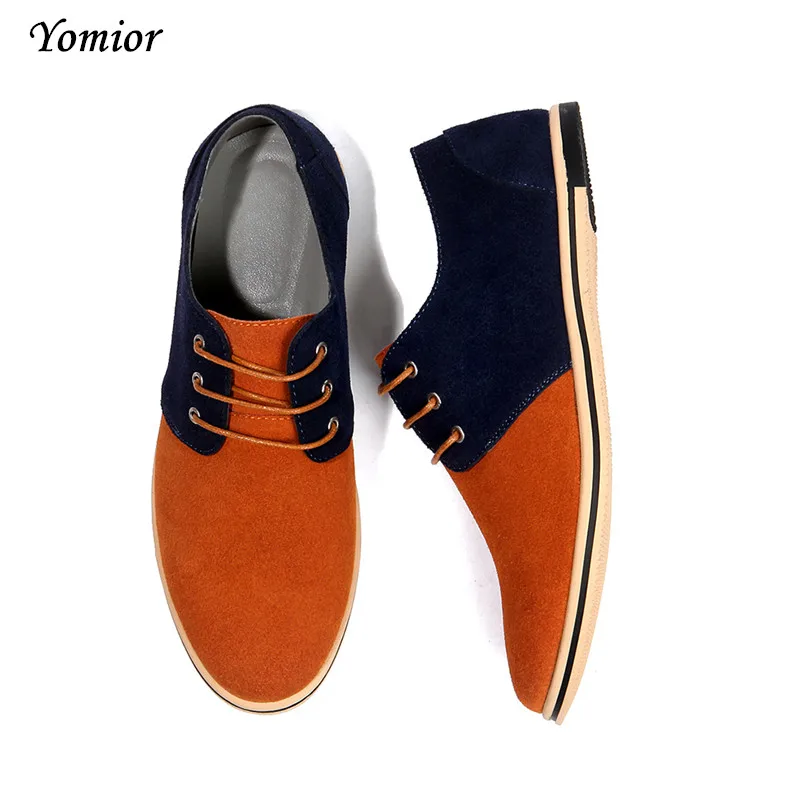 Yomior/мужская кожаная повседневная обувь; мужские оксфорды из коровьей замши; брендовая мужская обувь; chaussure homme zapatos hombre; высокое качество; большие размеры 38-48