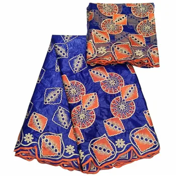 

Stylish African Bazin Riche Getzner Lace Fabric with beads Bazin Riche Fabric Embroidered With Tulle Lace fabric JA61-2