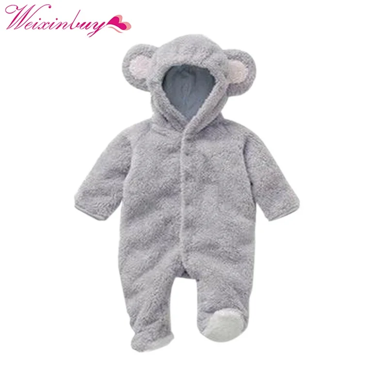 

Baby Rompers Spring Baby Clothes Flannel Baby Boy Clothes Cartoon Animal 3D Bear Ear Romper Jumpsuit Warm Newborn Infant Romper