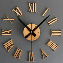 

DIY 3D Wall Clock Sticker Acrylic Metal Watches Roman Numeral Home Decor