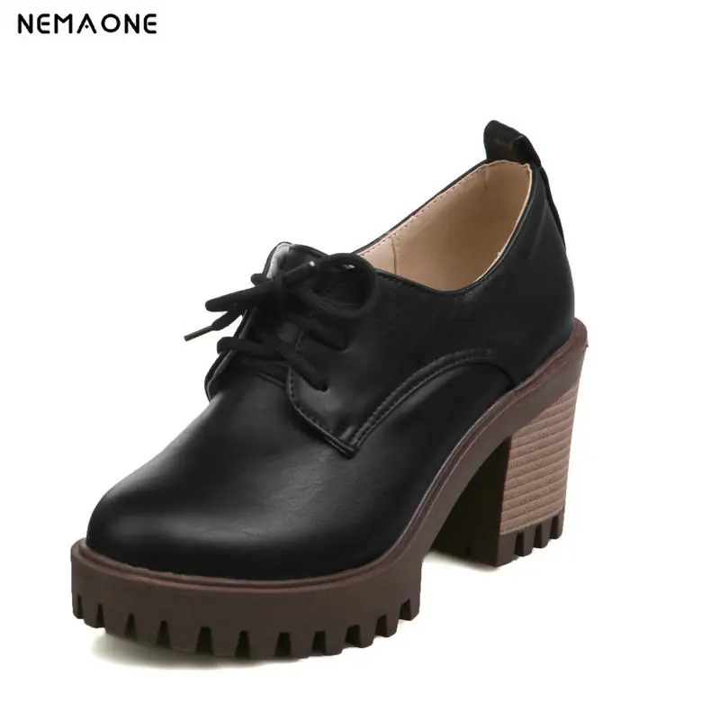 

2019 Women Pumps Square Heels Fashion Women Boots Comfortable High Heels Quality Rubber Women Casual Shoes Size 34-43