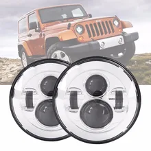 Chrome 7 ''дюймовый светодиодные фары 6000 К лампа проецирования фар для джипов Wrangler JK Hummer Harley