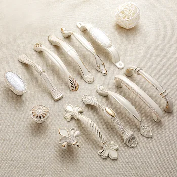 Ivory White Door Handles And Knobs For Cabinet Kitchen Cupboard Zinc Alloy Furniture Handles Dresser Drawer Pulls Hardware