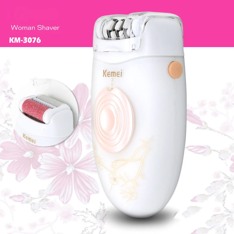 

Kemei KM-3076 2 in 1 epilator women trimmer for women electric epilator white lady shaver for bikini hair removal multi-function
