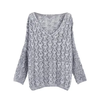 

Autumn Long Section Loose Sweater V-Neck Hedging Thin Solid Thin Sweater Female Jumper Knited
