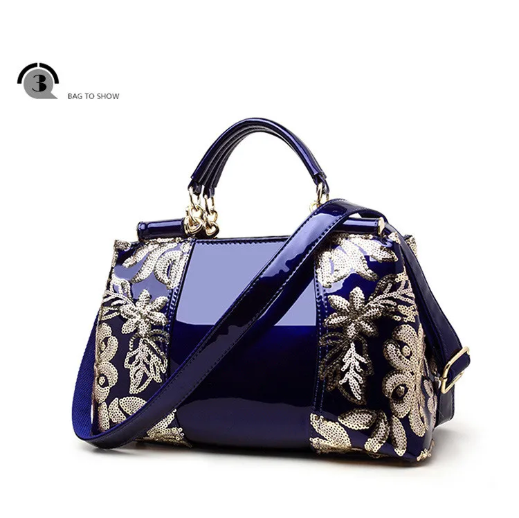 new luxury handbags women bags designer embroidered shoulder bag handbag large capacity patent leather luxury dinner bag