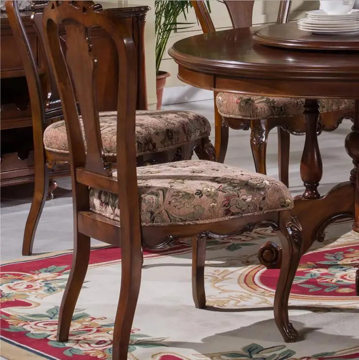 Antique Style Italian Dining Table, 100% Solid Wood Italy Style Luxury Dining Table Set 5011A