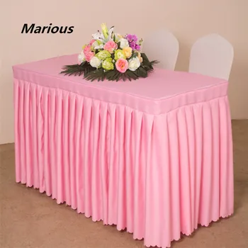 

Marious Brand Factory price table skirt 5pcs 180*45*75cm polyester table skirt wedding skirt decoration free shipping