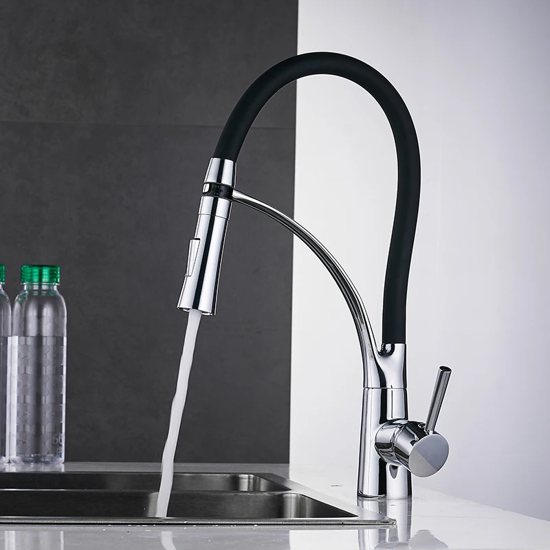 Konyhai faucets vel Radírgumi Design Króm Keverőpult csaptelep számára ledes konyhai egységes nyelű Húzóerő Pehelytoll Fedélzet Lovag Emelődaru számára sinks 7661