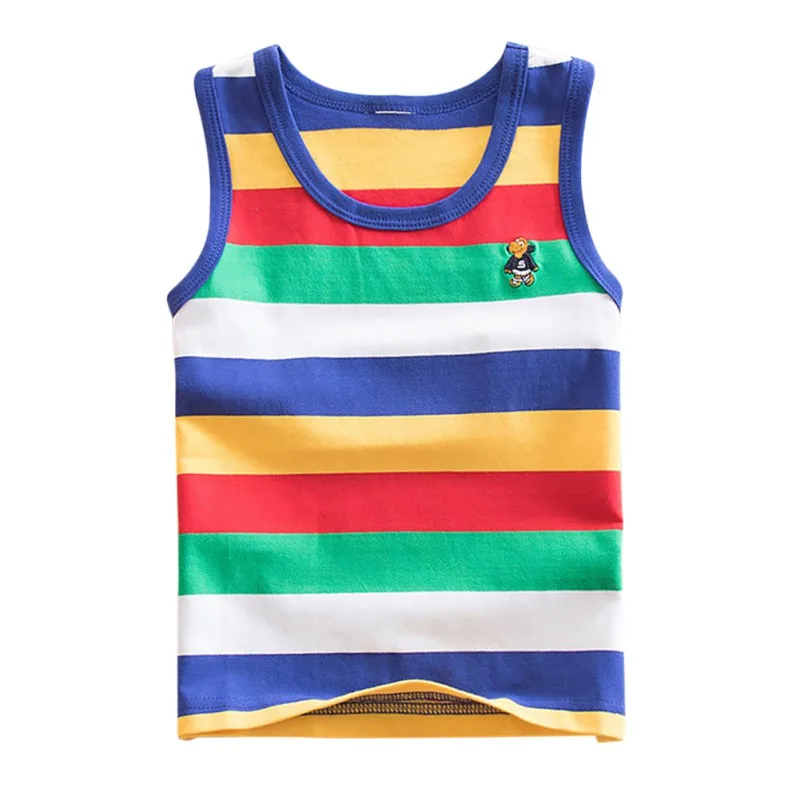 4 Striped Girls Boys Vest Sleeveless Tanks Tops For Girl Combed Cotton Kids Vest Camisoles Shirt Underwear