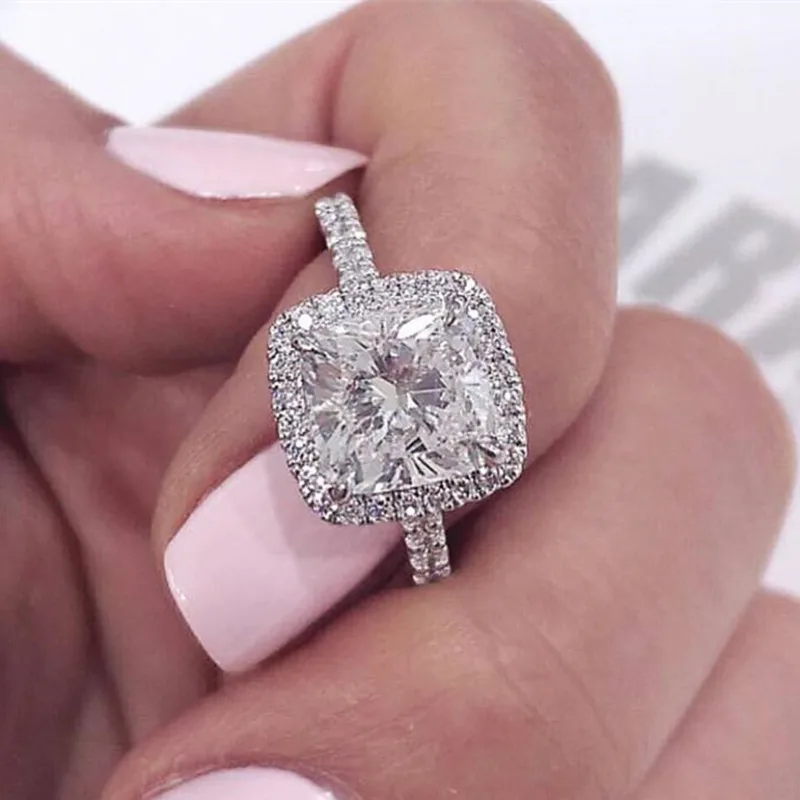 925 Sterling Silver Wedding Engagement promise Rings Pink blue for Women gold Wholesale Jewelry Finger solid design R820