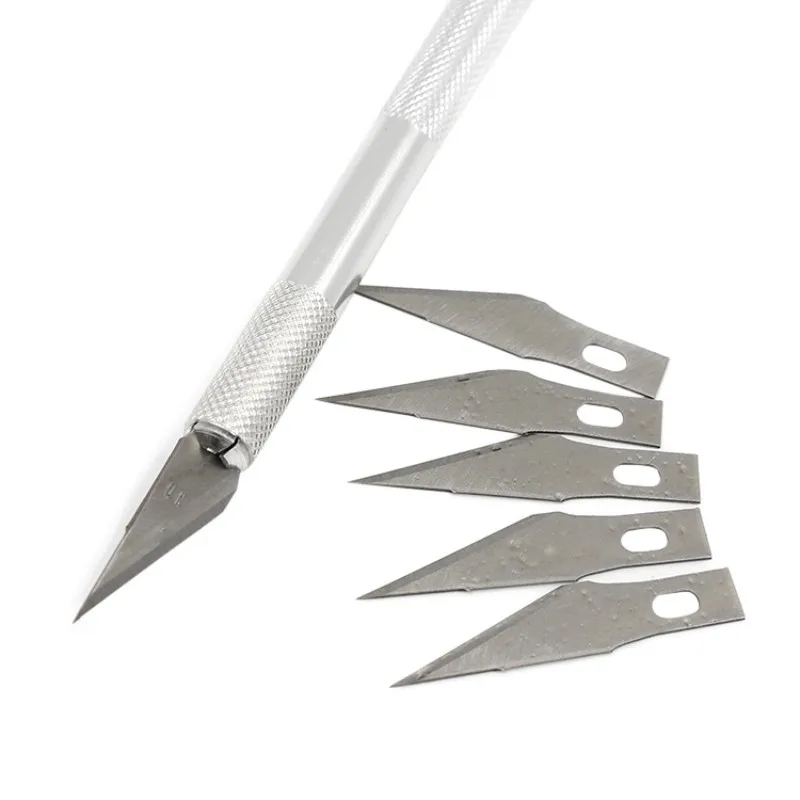 

6pcs/Set Metal Handle Scalpel/Blade Knife Wood Paper Cutter Craft Pen Knives/Engraving DIY Hand Tools