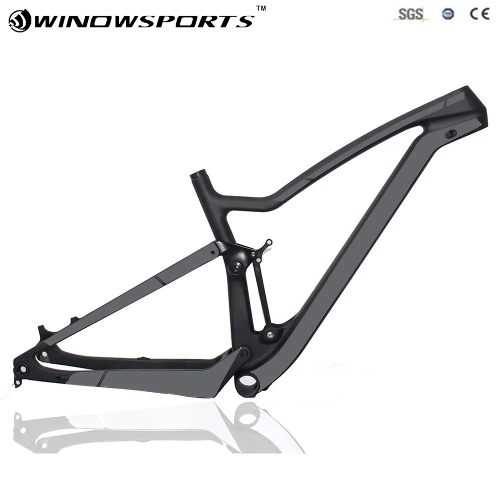 

2018 Popular 29er full suspension Carbon Mountain Bike Frame 142*12 Cross country size 15.5/17.5/19/21" full suspension bike