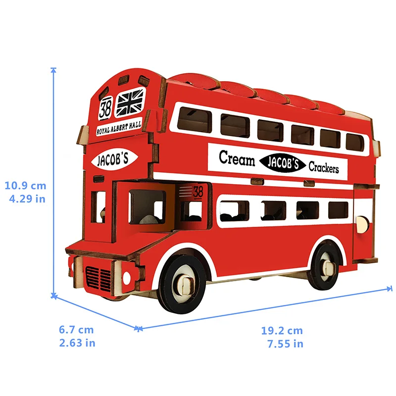 DIY 3D деревянный автомобиль вилочный двухэтажный автобус игра-головоломка натуральный цвет Игрушечная модель обучающие игрушки для детей