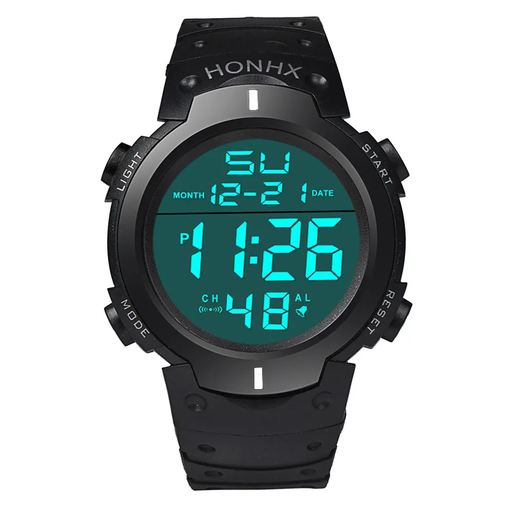 Gemixi Fashion Waterproof Men's Boy Lcd Digital Stopwatch Date Rubber Sport Wrist Watch Oct.8 Men Watch Male Orologio Uomo