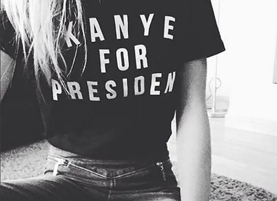 Women T shirt Kanye For President Letter Print Cotton Casual Funny Shirt For Lady Black Top Tee Hipster T-53