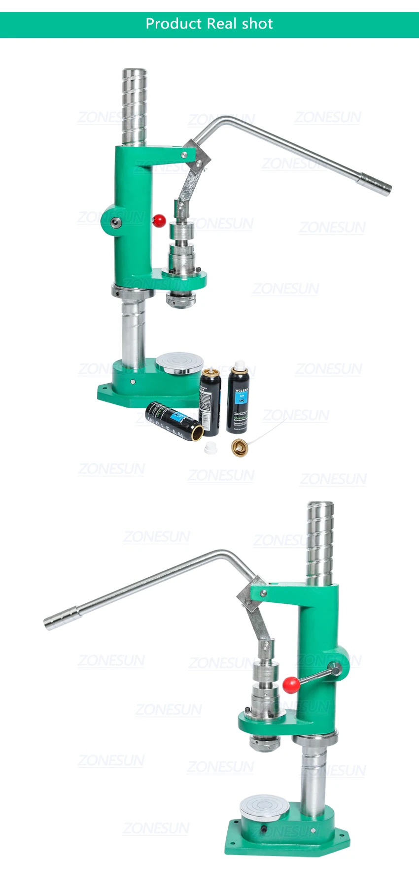 Zonesun ручное оборудование спрей бутылка аэрозоль алюминиевая бутылка обжимной укупорки прессования машина для Солнцезащитный спрей медицина очиститель автомобильный