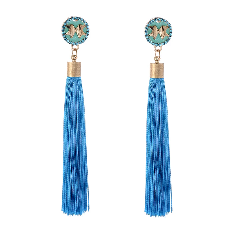 IMG_4385 Trendy Drop Earrings ButterflyWomenLongBohemianDangleBlueBalckMetalBohoGold Tassel Earrings 2018 Jewelry