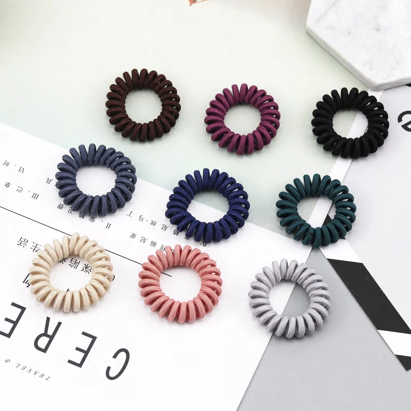 

1pc Women Spiral Shape Hair Bands Scrunchies Hair Ties Ring Ponytail Holder Rubber Band Girls Telephone Wire Hair Accessories