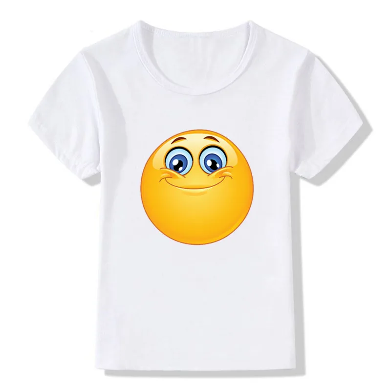 Модная футболка с короткими рукавами и круглым вырезом с принтом смайлика для мальчиков и девочек одежда для детей KT-2027 - Цвет: 9