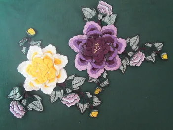 

Size-24*26cm Free Shipping Multi-Color Embroidered 3D Flower Lace Applique Lace Patch Garment accessories