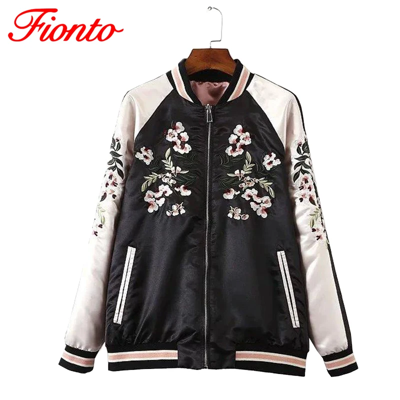 fionto reversible coat embroidery flower bird 2016 bomber jacket coat pilots fionto reversible coat embroidery flower bird 2016 bomber jacket coat pilots