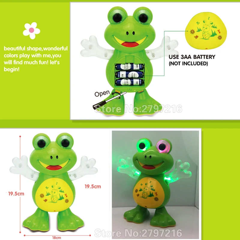 YIJUN New Electronic Dancing Frog Pet Toys Robot doll Toys Light Music Universal Interactive Toys Children Toys Brithday Gifts