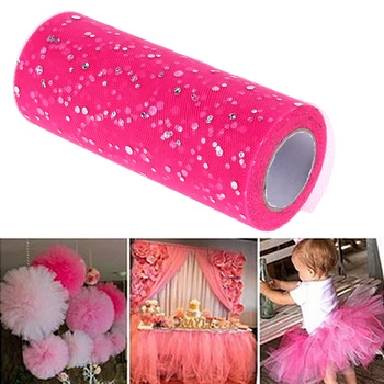 

Glitter Sequin Tulle Roll 25 Yards/lot 15cm Spool Tutu Wedding Decoration Organza Laser DIY Crafts Birthday Party Supplies