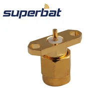 Superbat 10 шт. SMA разъем 2 отверстия разъём для настенного крепления мужской с припоем терминал Золотой