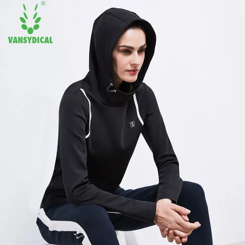 Vansydical женская спортивная куртка с капюшоном для бега фитнес Йога Куртки Топы