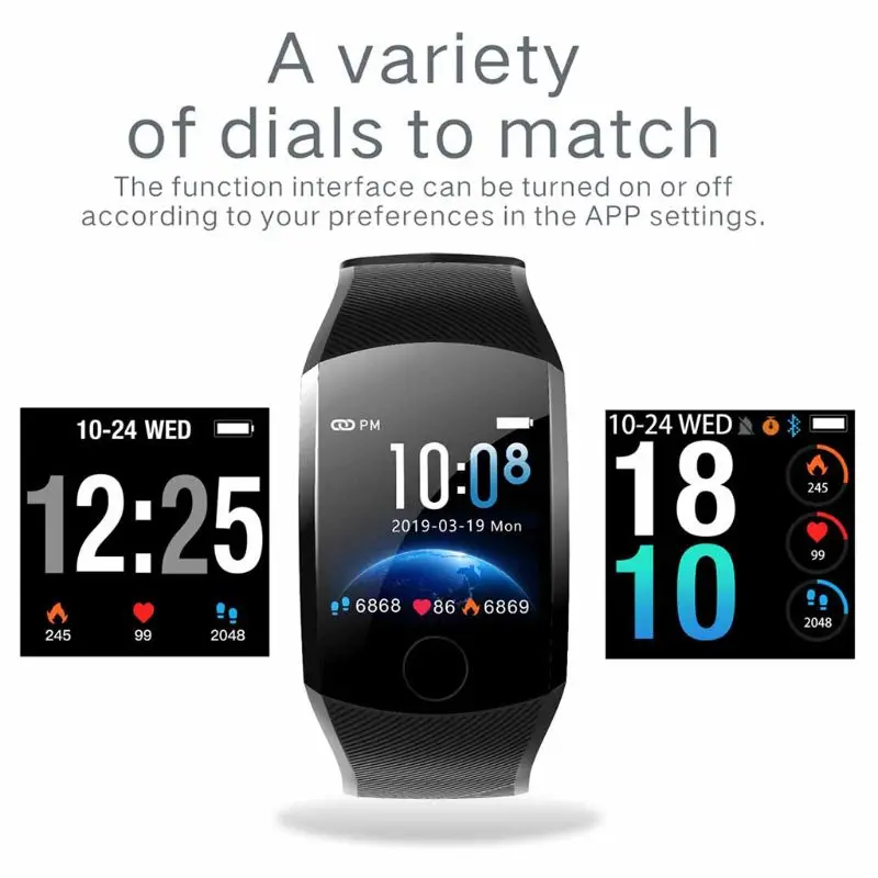 2019 New Smart Watch Waterproof Fitness Bracelet Big Touch Screen Message Remind Heart RateTime Activity Tracker Wristband