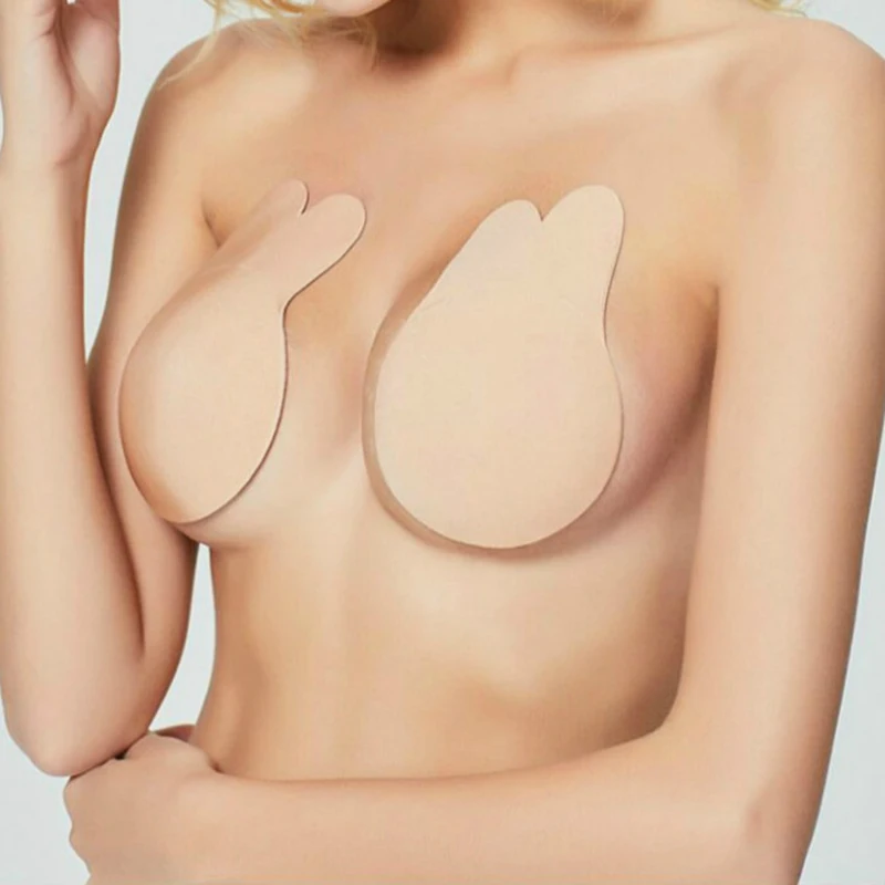 

Women Invisible Bra Silicone Breast Pads Strapless Push Up Bra Adhesive Backless Breast Enhancer For Women Nipple Cover