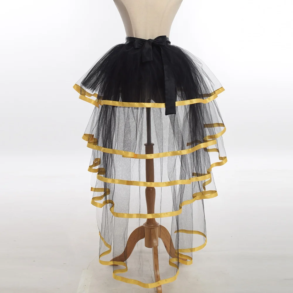 Для женщин сетка тюль юбка с турнюром стимпанк викторианской вечерние Туту рюшами многоярусные юбки танец сценическое Клубная одежда