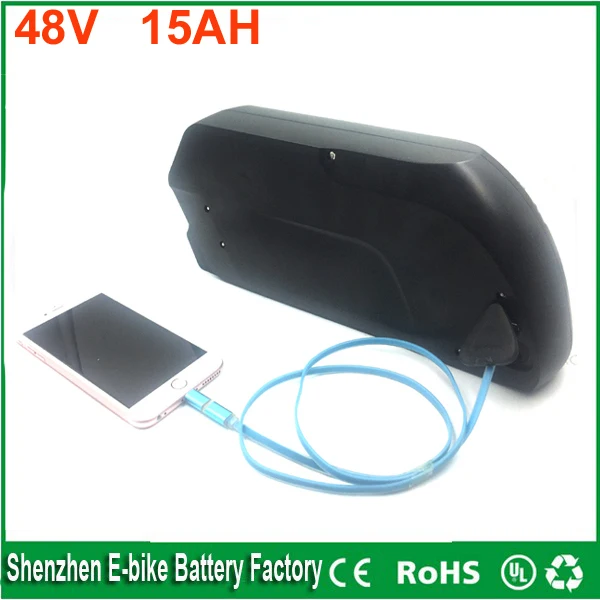 

48V 1000W  lithium ion battery pack 48V 15AH  tigershark ebike battery with USB port and LED indicator+charger For Samsung Cell