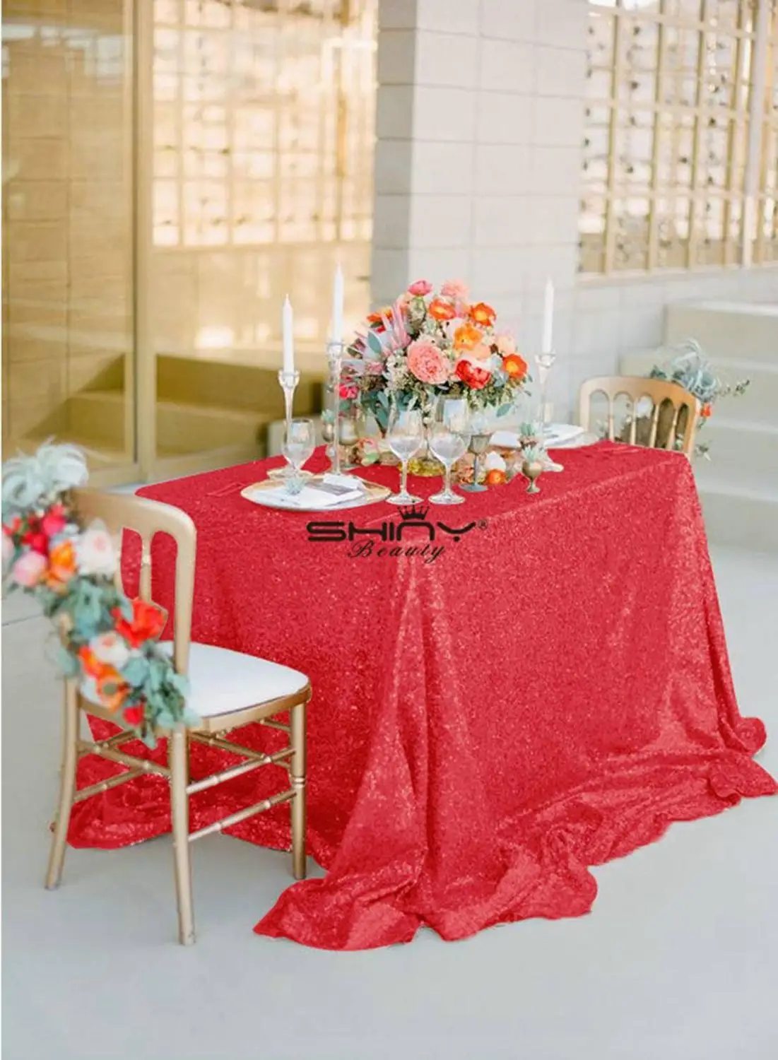 50x50-дюймовые элегантные, цвета шампанского скатерти с пайетками ткань для красивой вышивки Свадебная настольная скатерть с пайетками прямоугольный Декор-r - Цвет: Red