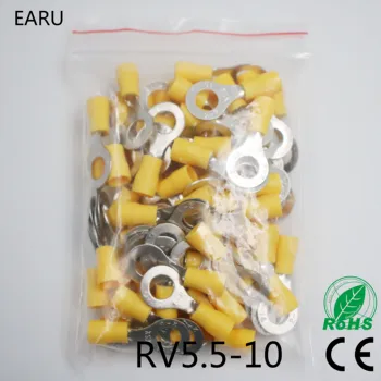 

RV5.5-10 Yellow Ring insulated terminal suit 4-6mm2 Cable Wire Connector 50PCS/Pack cable Crimp Terminal RV5-10 RV
