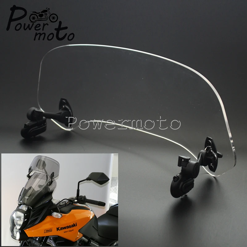 

Universal Motorcycle Clear/Smoke Adjustable Windshield Clip On Risen Screen Windscreen Extension Spoiler Air Deflector For Honda